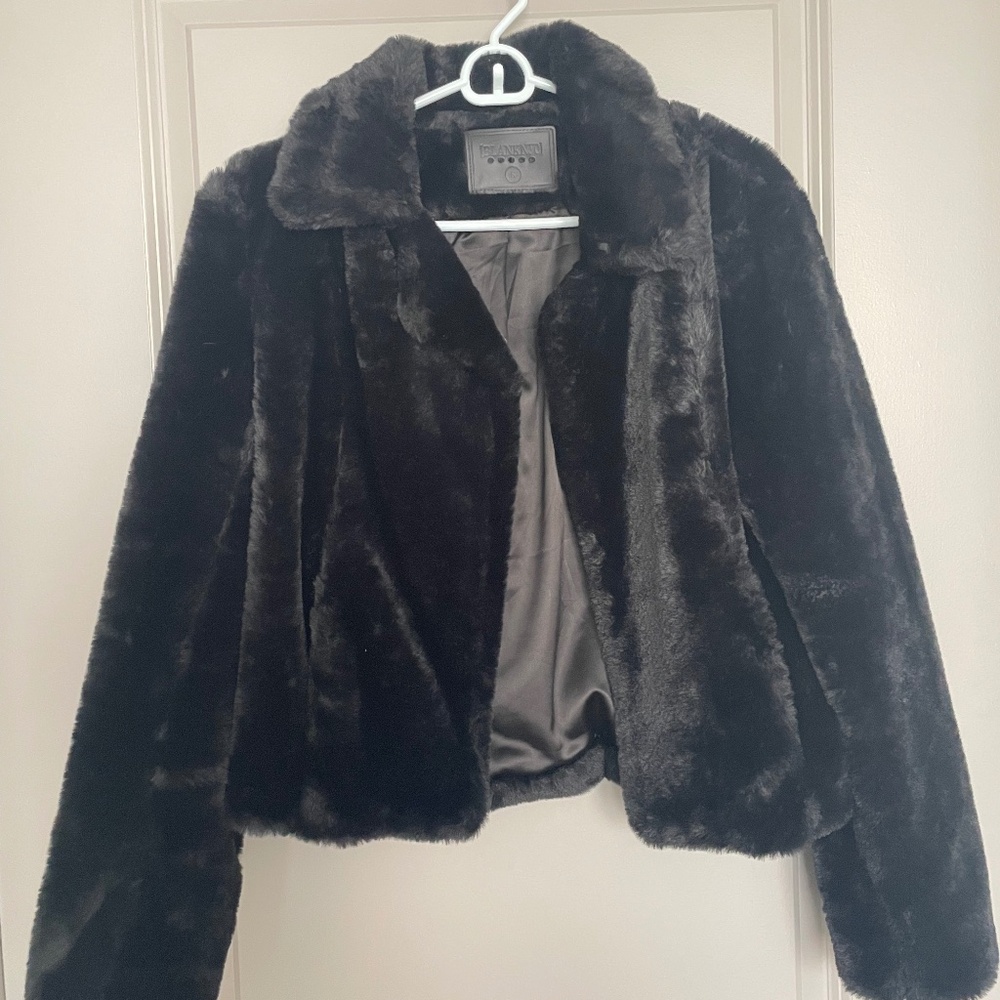 Faux Fur Jacket- Black